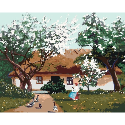 zuty Malování Podle Čísel Jarní Ráno Na Vesnici 80 x 100 Cm Plátno Rám