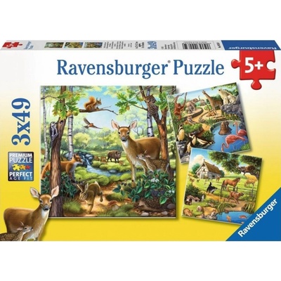 Ravensburger Zvířata v zoo lese nebo v domě 3 x 49 dielov