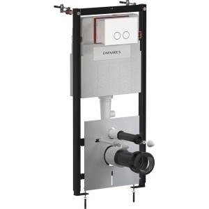 Omnires Вградено казанче Omnires StrongFrame за окачена тоалетна чиния и бутон за задействане Steel-R45, бял мат (STFWC1R45-RWM)