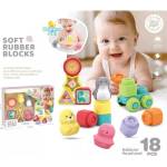 Man Yuk Toys Комплект меки конструкторни кубчета с животни - 18 броя (6185)