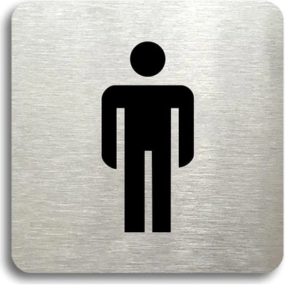 Accept Piktogram „WC muži“ (80 × 80 mm) (strieborná tabuľka – čierna tlač bez rámčeka)