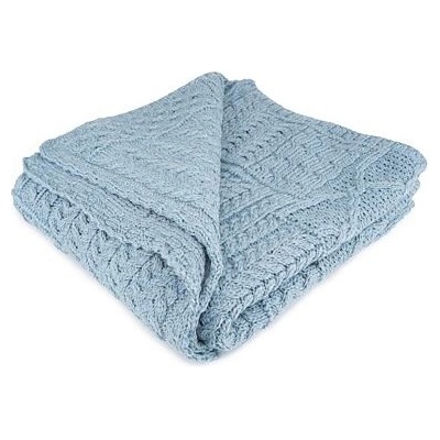 Vlnka Vlněný pletený pléd Merino modrá 100x150