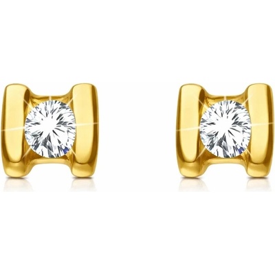 Šperky Eshop - Zlaté náušnice 14K s brilianty a hladkým lemovaním S3BT510.94