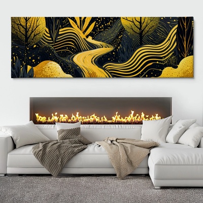 Obraz na plátně - Zlatou cestou k hojnosti FeelHappy.cz Rozměr (Šířka/Výška): 150 x 50 cm