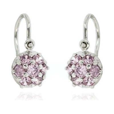 Zlatnictví U Kostela dětské zlaté náušnice s růžovými kamínky 303922644