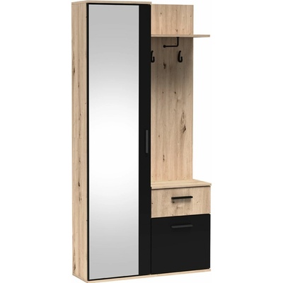 Jarstol Predsieňová zostava so zrkadlom a botníkom Lux 97 cm - dub artisan/čierna