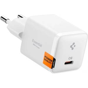 Spigen ESSENTIAL EE301EU мрежово зарядно устройство Type-C гнездо 30W, PD бързо зарядно устройство 3.0, БЯЛО ACH09492 (ACH09492)