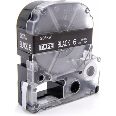 Epson LK-2BWV, SD6KW, 6mm x 9m, biela tlač / čierny podklad, kompatibilná páska