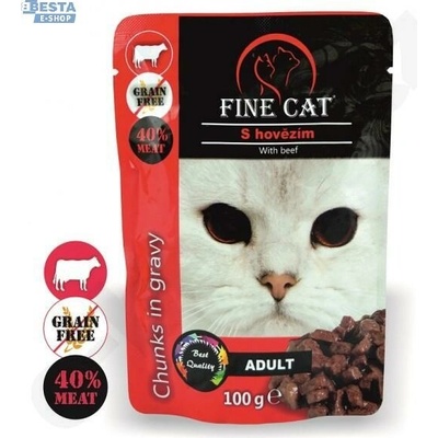 Fine Cat Grain-Free Adult hovězí v omáčce 100 g – Sleviste.cz