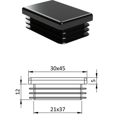 Krytka plastová 30 x 45 mm