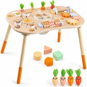 Ginger Home Детска дървена активна маса Ginger Home - Монтесори център за игра 6 в 1 със сортер и въртящи се елементи (HL001)