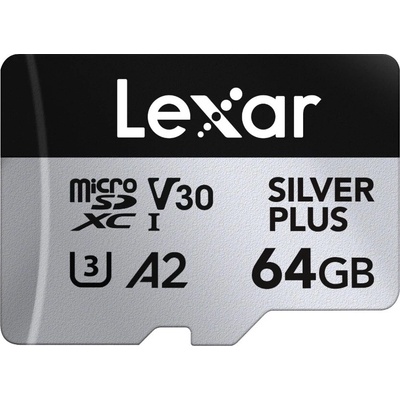 Lexar 64GB H-P Silver Plus microSDXC LMSSIPL064G-BNANG