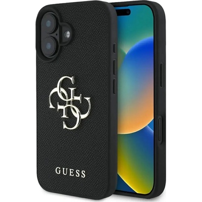 GUESS Калъф Guess Grained Big 4G Logo Small Classic Logo за iPhone 16 - черен (3666339424527)