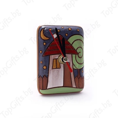 Стенен керамичен часовник с къщичка