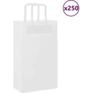 vidaXL Хартиени торбички 250 бр с дръжки бели 21x11x36 см (4101841)