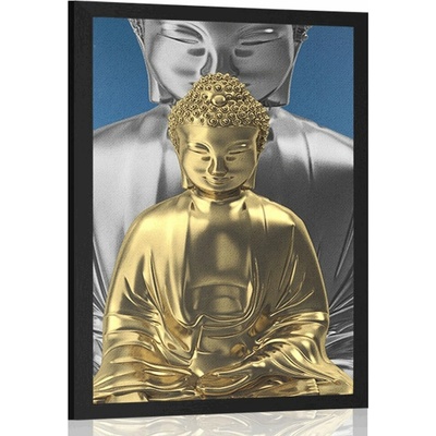 Plakát meditující Buddhové - 20x30 black