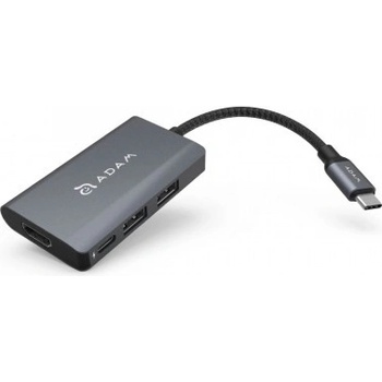 ADAM elements Casa Hub A01m - USB-C хъб с 2 USB изхода, USB-C PD порт и HDMI за устройства с USB-C порт (тъмносив) (AAPADHUBA01MGY)