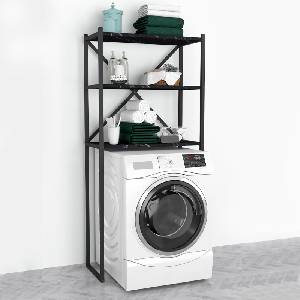 TopMebel Mindy TopMebel метален - меламинов шкаф за пералня в черен мраморен ефект 66x34x160cm
