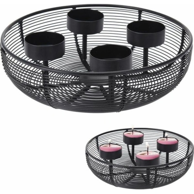 Home Styling Collection Svícen na čajové svíčky, černý, Ø 20 cm