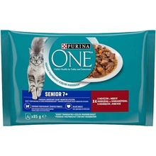 PURINA ONE SENIOR 7+ mini filetky s hovädzím a mrkvou s šťave 4 x 85 g