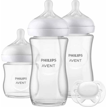 Philips Комплект от 3 броя стъклени шишета Philips Avent - Natural Response 3.0, със залъгалка (SCD878/11)