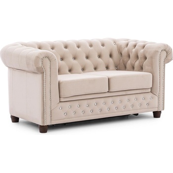 ROPEZ Бежов кадифен разтегателен диван 148 cm York Blik - Ropez (York Blink Sofa 2os. z f.spania Riviera 21 ( Davis ) l. srebrne, nogi brąz)