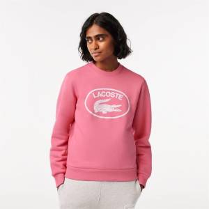 Lacoste Поларена блуза Lacoste Loose Fit Organic Cotton Fleece Sweatshirt - Pink