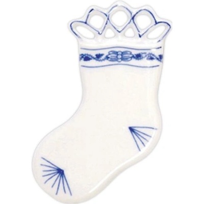 Český porcelán Cibulák Vánoční ozdoba ponožka 9,5 x 3,5 cm