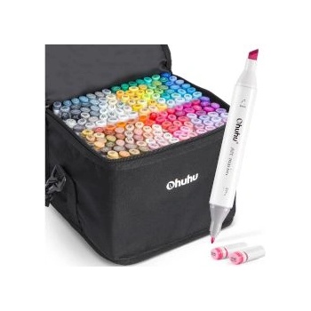 Ohuhu Арт маркери двувърхи Oahu 160 броя & 1 Blender