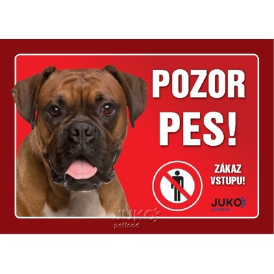 Juko Plastová tabuľa Pozor Pes Boxer 21 x 14,7 cm
