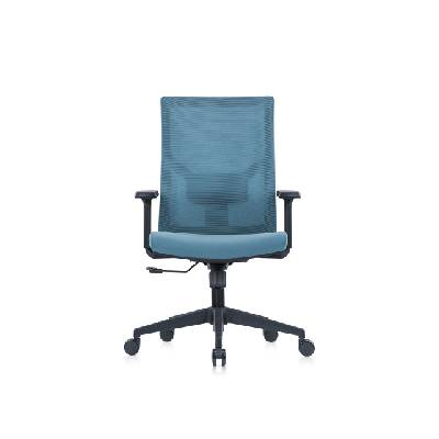 Snow Black W RFG Работен стол със светлосиня седалка и светлосиня облегалка