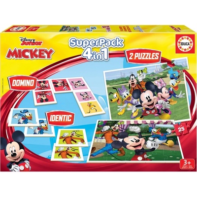 Educa Детски пъзели и игри 4 в 1 Educa - Мики и приятели (EDU19099)