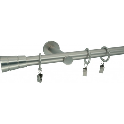 KovovégarnýžeCZ Sotra modern 19 mm Dvouřadá prodloužená Kroužky s žabkou matný nikl 360 cm