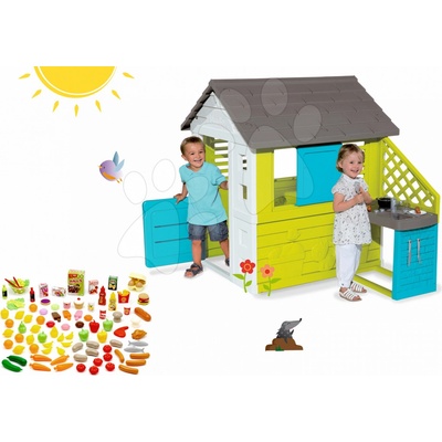 Smoby set domeček Pretty Blue a Écoiffier sada potravin 810703-14