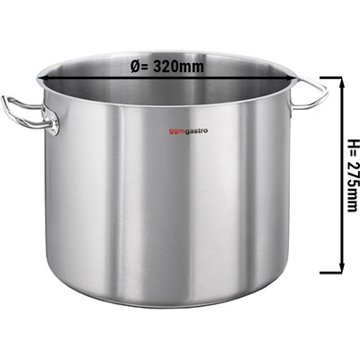 G.Gastro Hrnec na polévku Nerezová ocel AISI 304 , saténový povrch, sendvičové dno 22,1 l 32 cm Výška: 27,5 cm s tepelně odolnými úchyty D9776866