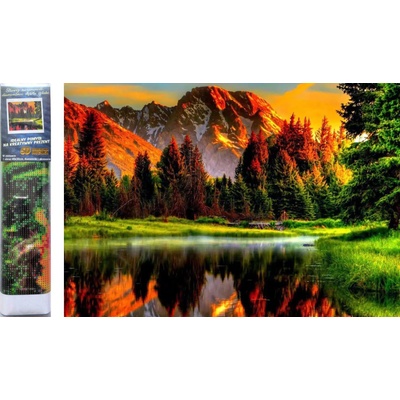 Norimpex - Puzzle Diamond Painting Západ slnka pri jazere 30x40cm - 1 - 39 piese