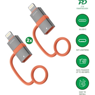 4smarts Комплект от 2 броя адаптери Lightning мъжко към USB-C женско за Apple устройства с Lightning порт - 4smarts Adapter USB-C to Lightning PD 27W Set (черен) (541522)