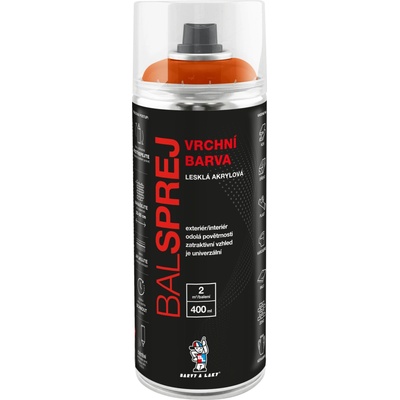 Balsprej vrchní univerzální akrylová barva ve spreji RAL 2009 400 ml oranžová dopravní