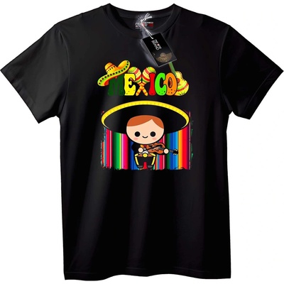NOONEBRAND Тениска с мексиканско сомбrero и музика - 3XL, Black