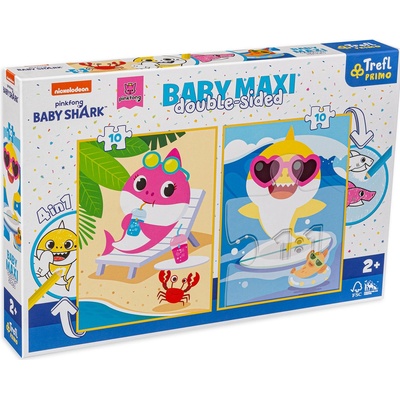 Trefl Двустранен пъзел Trefl 2 х 10 части - Щастливият ден на акулите (43005)