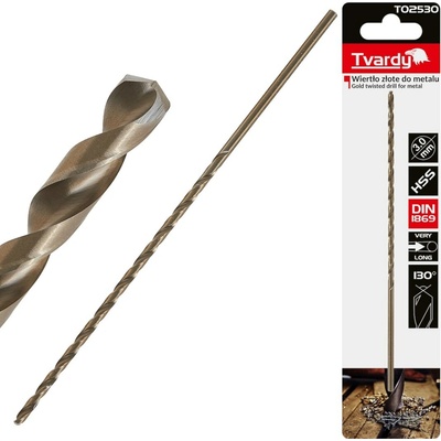 TVARDY Vrták do kovu, extra dlouhý, 3,0×150 mm, HSS, DIN1869 - T02530