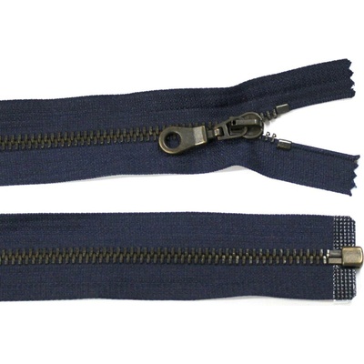 Kovový zip no.5 rozepínací 45cm (staromosazné zoubky) - více barev b: 04 tmavě modrá