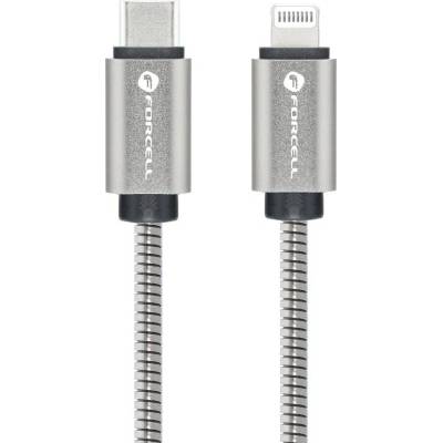 Forcell Кабел Forcell - F-Energy Metal C238, USB-C/Lightning, 27W, 1 m, сребрист (5903396274473)