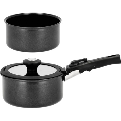 Holm Алуминиев комплект тигани с подвижна дръжка 2 бр. с капак и незалепващо покритие 2, 4 l - Holm (34115)