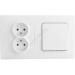 Legrand - двойна стенна розетка с еднополюсен ключ № 1, рамка NILOE STEP, 250V, бяла (LR0050C)