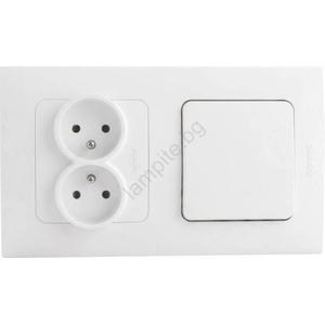 Legrand - двойна стенна розетка с еднополюсен ключ № 1, рамка NILOE STEP, 250V, бяла (LR0050C)