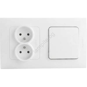 Legrand Legrand-Двойна битова розетка 250V/16A и ключ №1 с рамка NILOE STEP бяла (LR0050C)