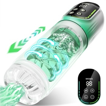 SuperLove 5in1 Powerful Sucking, Licking, Thrusting, Rotating & Vibrating Masturbator Green