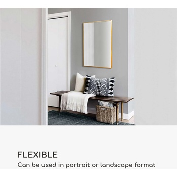 Casa Chic Croxley Стенно огледало с метална рамка, правоъгълно, 90 x 60 см (EL-MIR-MET-90X60-GLD) (EL-MIR-MET-90X60-GLD)