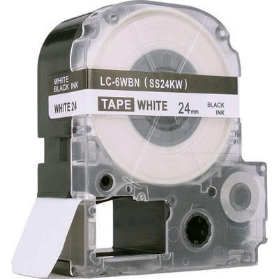 Epson LC-6WBN, SS24KW, 24mm x 8m, čierna tlač / biely podklad, kompatibilná páska